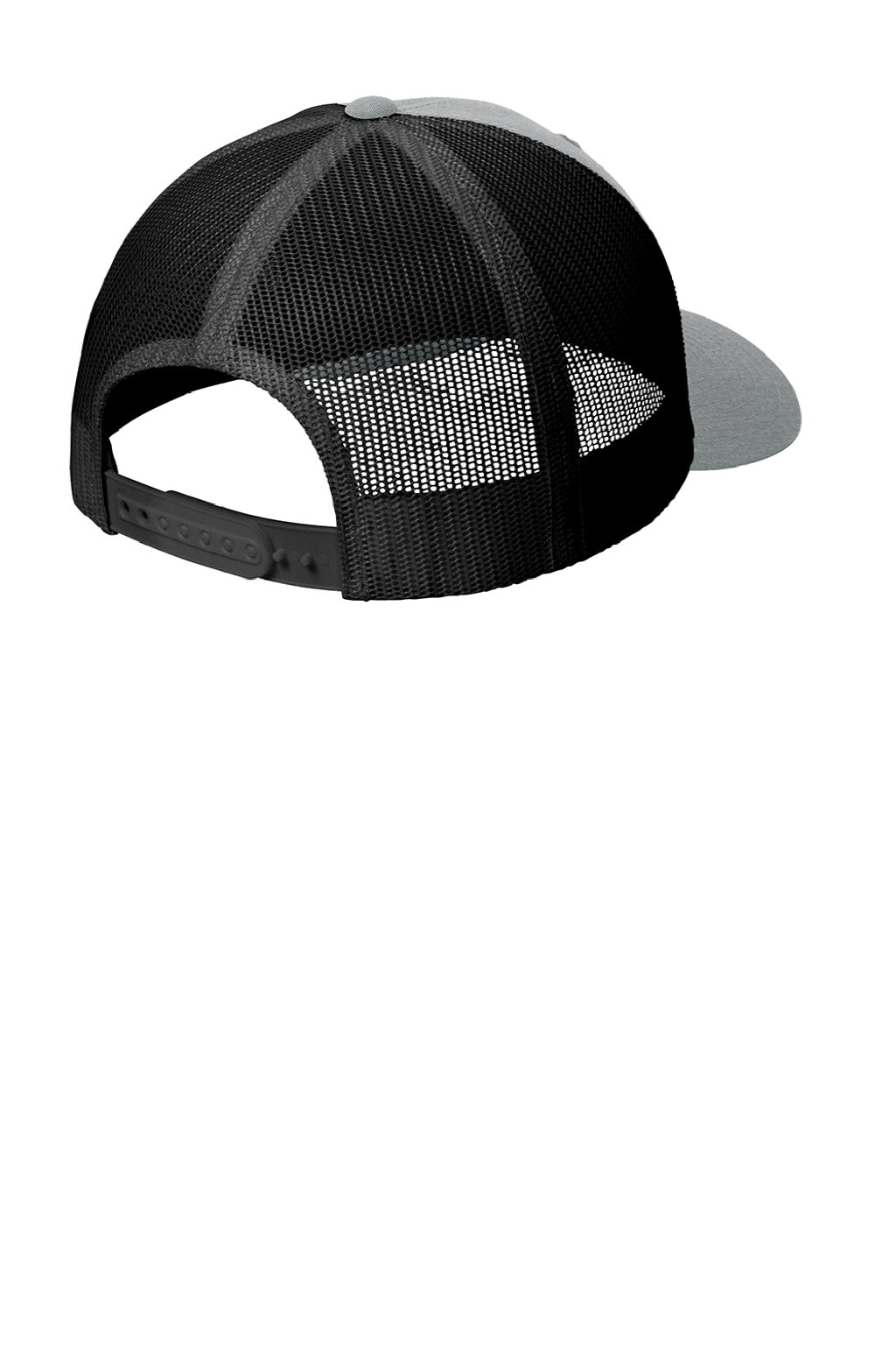 Sport-Tek Hats STC39 Mens Adjustable Trucker Hat Heather Grey/Black Flat Back