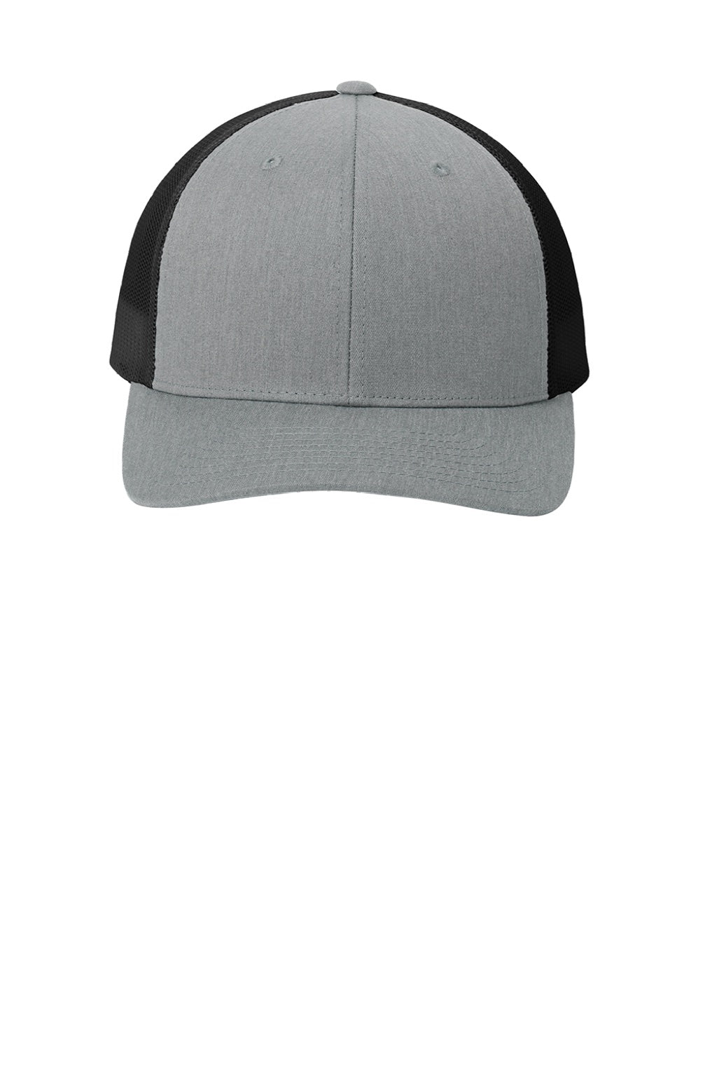 Sport-Tek Hats STC39 Mens Adjustable Trucker Hat Heather Grey/Black Flat Front