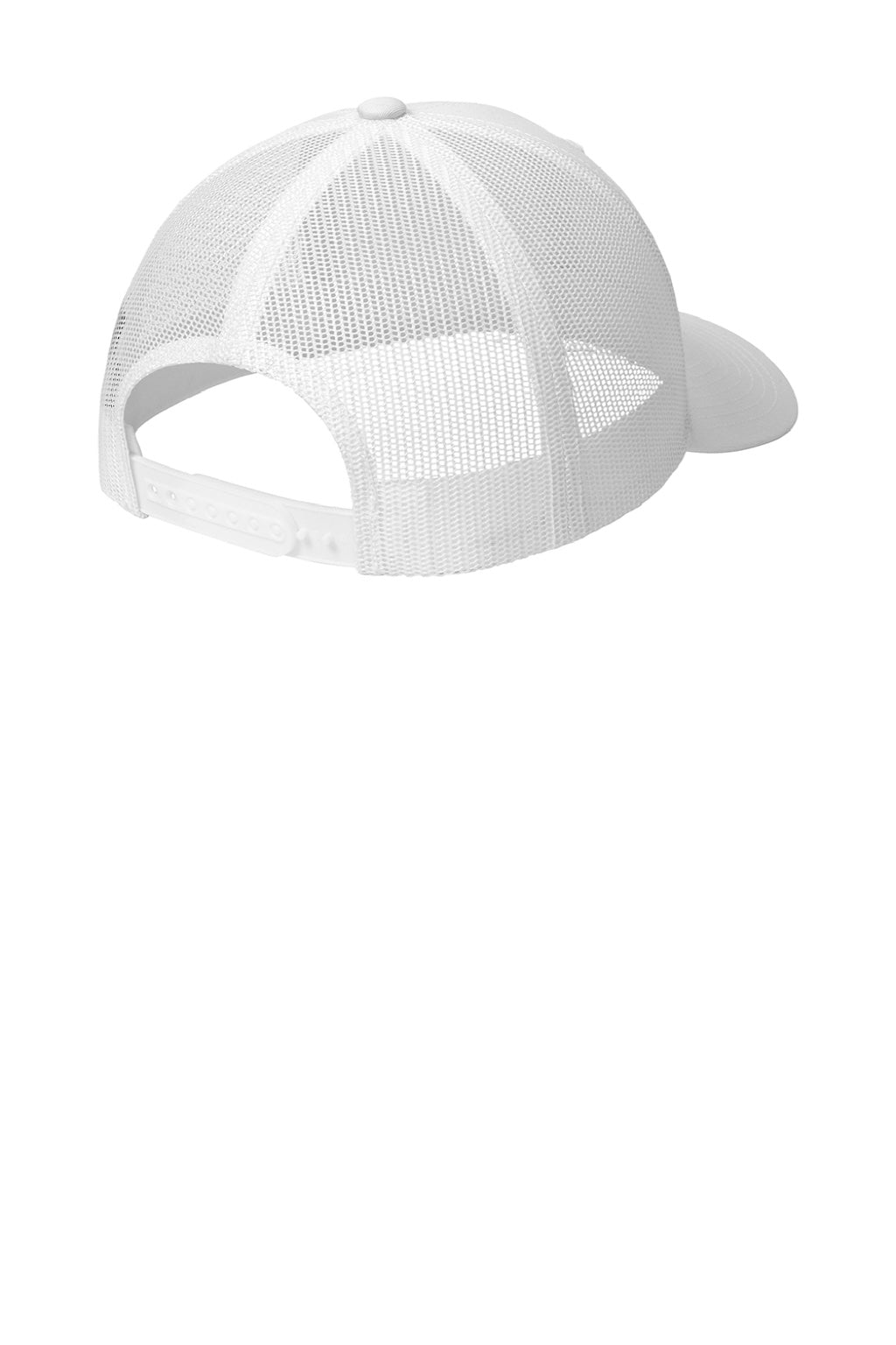 Sport-Tek Hats STC39 Mens Adjustable Trucker Hat White Flat Back