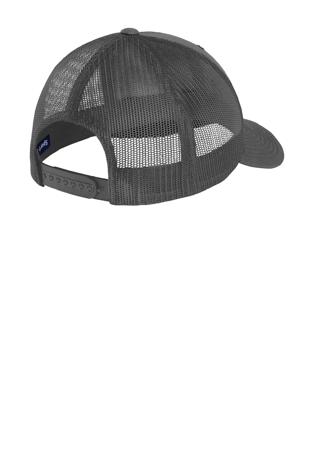 Sport-Tek Hats STC39 Mens Adjustable Trucker Hat Graphite Grey Flat Back
