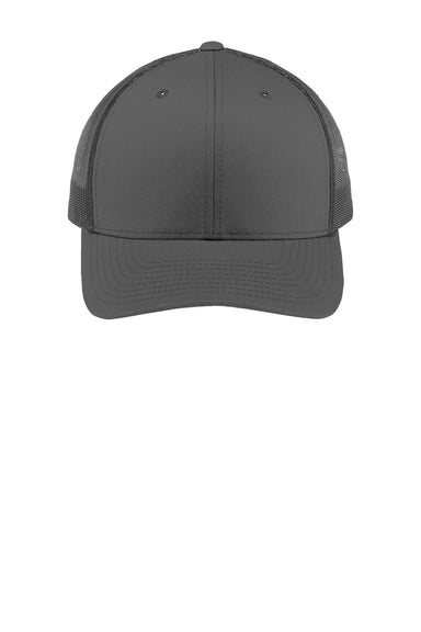 Sport-Tek Hats STC39 Mens Adjustable Trucker Hat Graphite Grey Flat Front