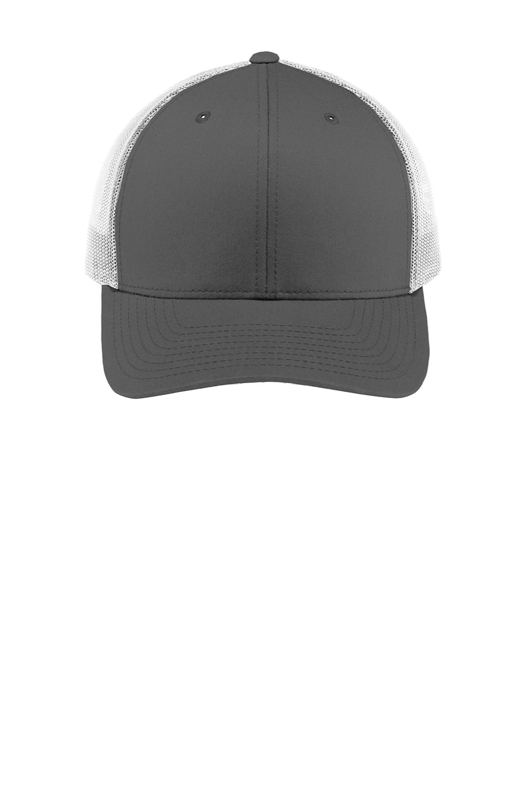 Sport-Tek Hats STC39 Mens Adjustable Trucker Hat Graphite Grey/White Flat Front