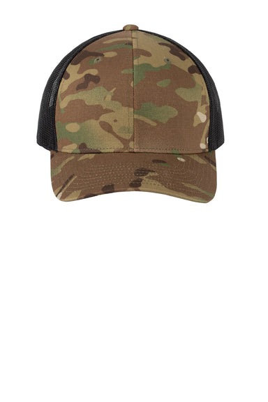Sport-Tek Hats STC39 Mens Adjustable Trucker Hat Multicam Flat Front