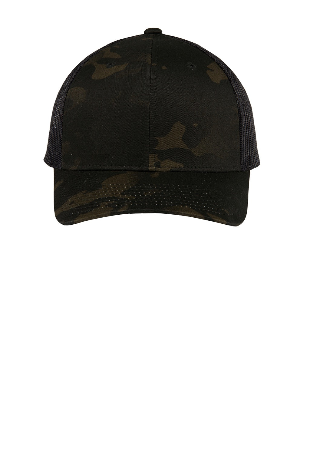 Sport-Tek Hats STC39 Mens Adjustable Trucker Hat Multicam Black Flat Front