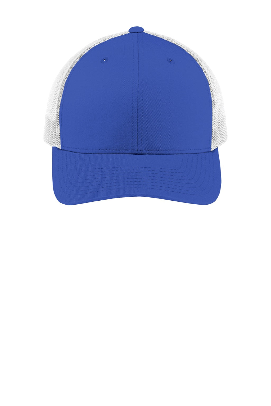 Sport-Tek Hats STC39 Mens Adjustable Trucker Hat True Royal Blue/White Flat Front