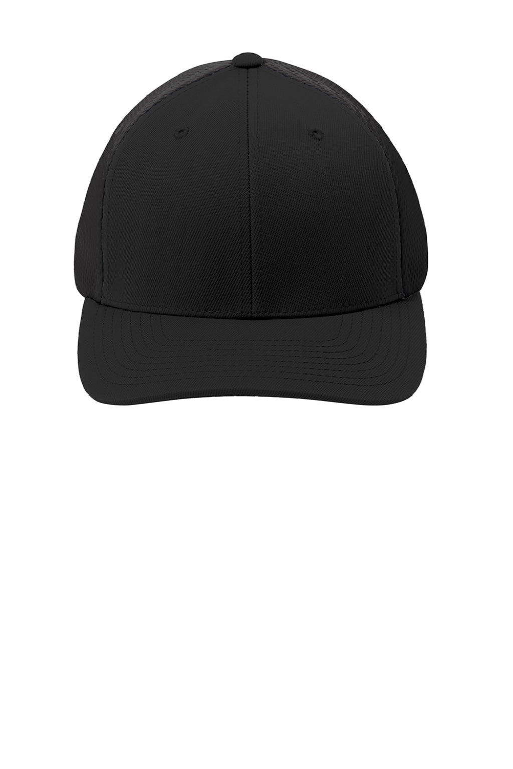 Sport-Tek Hats STC40 Stretch Fit Hat Black Flat Front