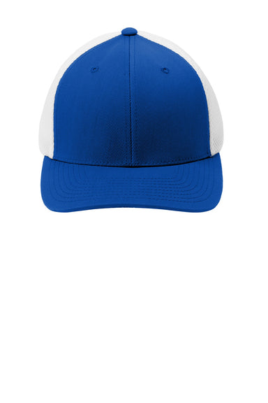 Sport-Tek Hats STC40 Stretch Fit Hat True Royal Blue/White Flat Front