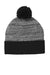 Sport-Tek Hats STC41 Heather Pom Pom Beanie Black/Heather Grey Flat Front