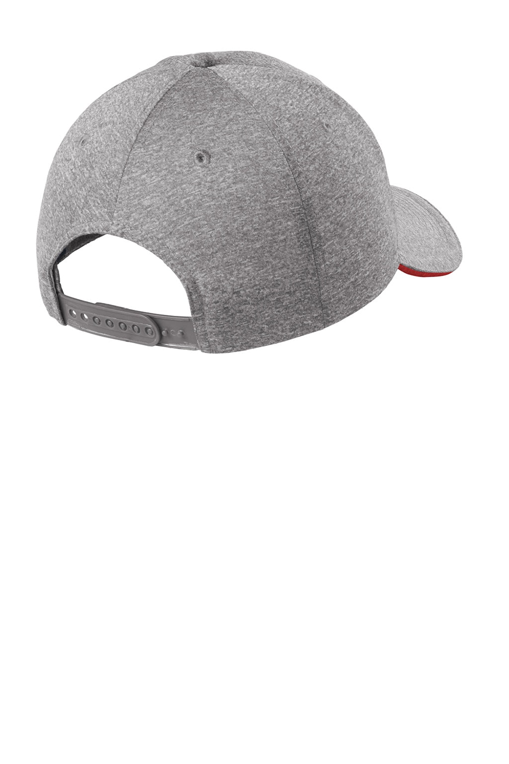 Sport-Tek Hats STC44 Mens Contender Moisture Wicking Snapback Hat Heather Vintage Grey/True Red Flat Back