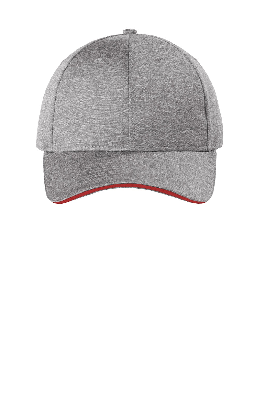 Sport-Tek Hats STC44 Mens Contender Moisture Wicking Snapback Hat Heather Vintage Grey/True Red Flat Front