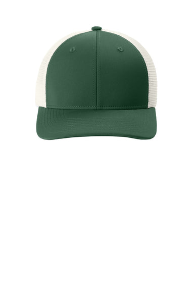 Sport-Tek Hats STC46 Mens Club Adjustable Trucker Hat Forest Green/White Flat Front