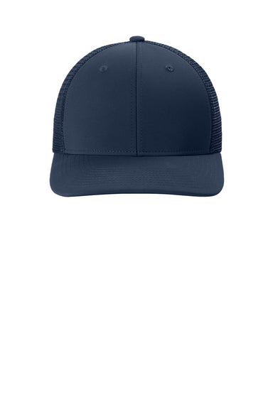 Sport-Tek Hats STC46 Mens Club Adjustable Trucker Hat True Navy Blue Flat Front