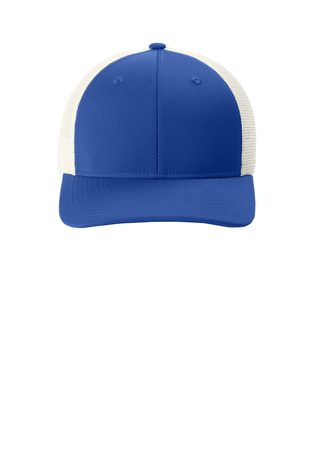 Sport-Tek Hats STC46 Mens Club Adjustable Trucker Hat True Royal Blue/White Flat Front