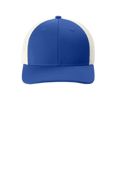 Sport-Tek Hats STC46 Mens Club Adjustable Trucker Hat True Royal Blue/White Flat Front