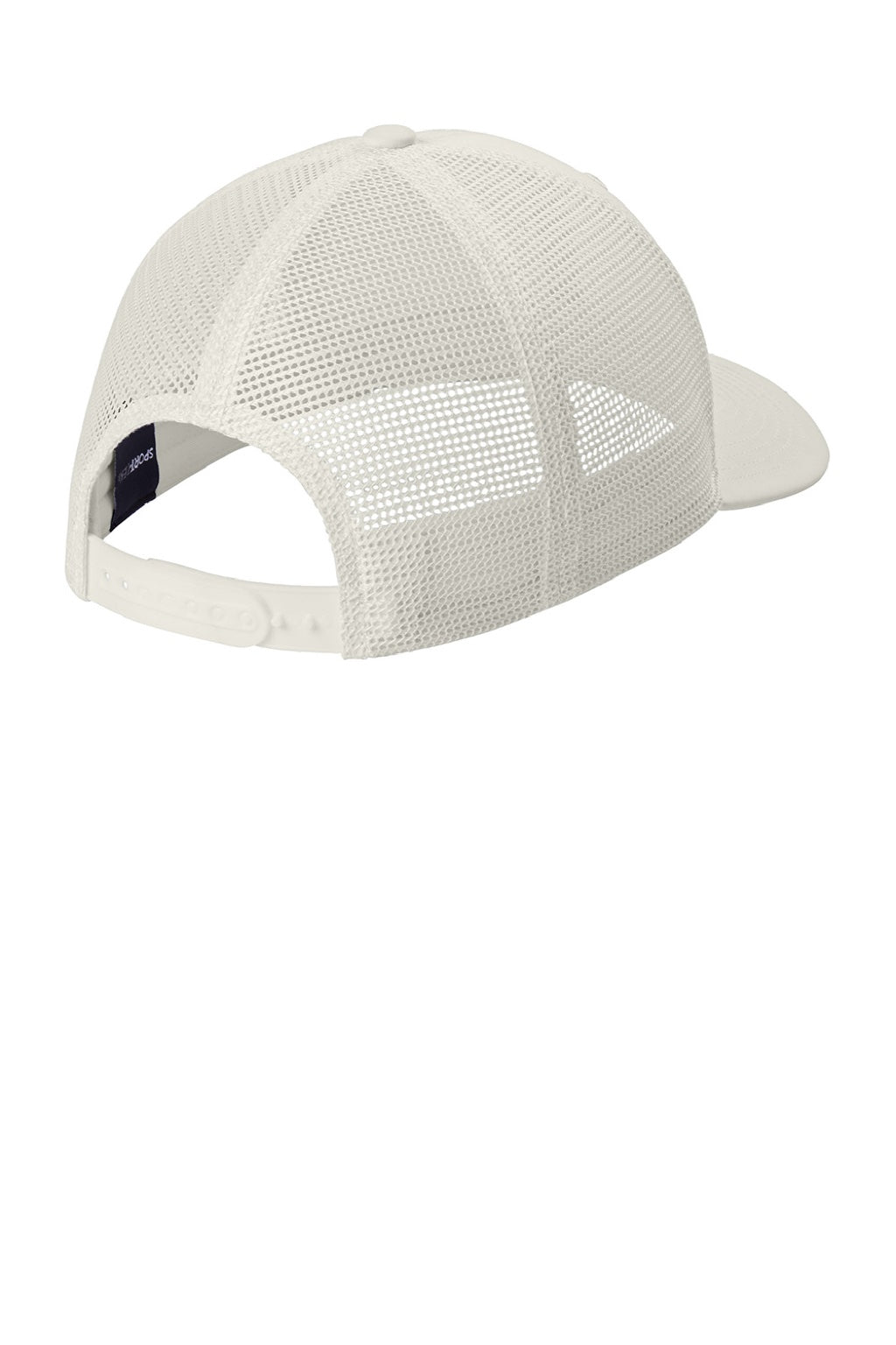 Sport-Tek Hats STC46 Mens Club Adjustable Trucker Hat White Flat Back