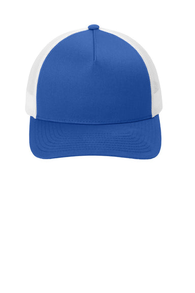 Sport-Tek Hats STC54 Mens Adjustable Retro Trucker Hat True Royal Blue/White Flat Front