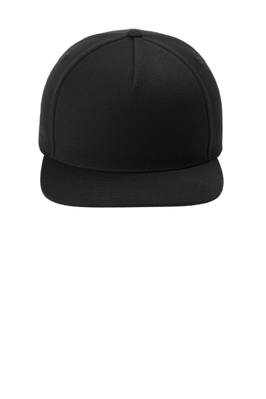 Sport-Tek Hats STC55 Mens Premium 5 Panel Snapback Hat Black Flat Front