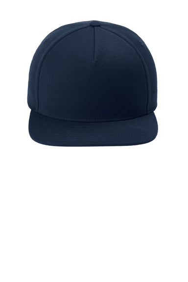 Sport-Tek Hats STC55 Mens Premium 5 Panel Snapback Hat True Navy Blue Flat Front