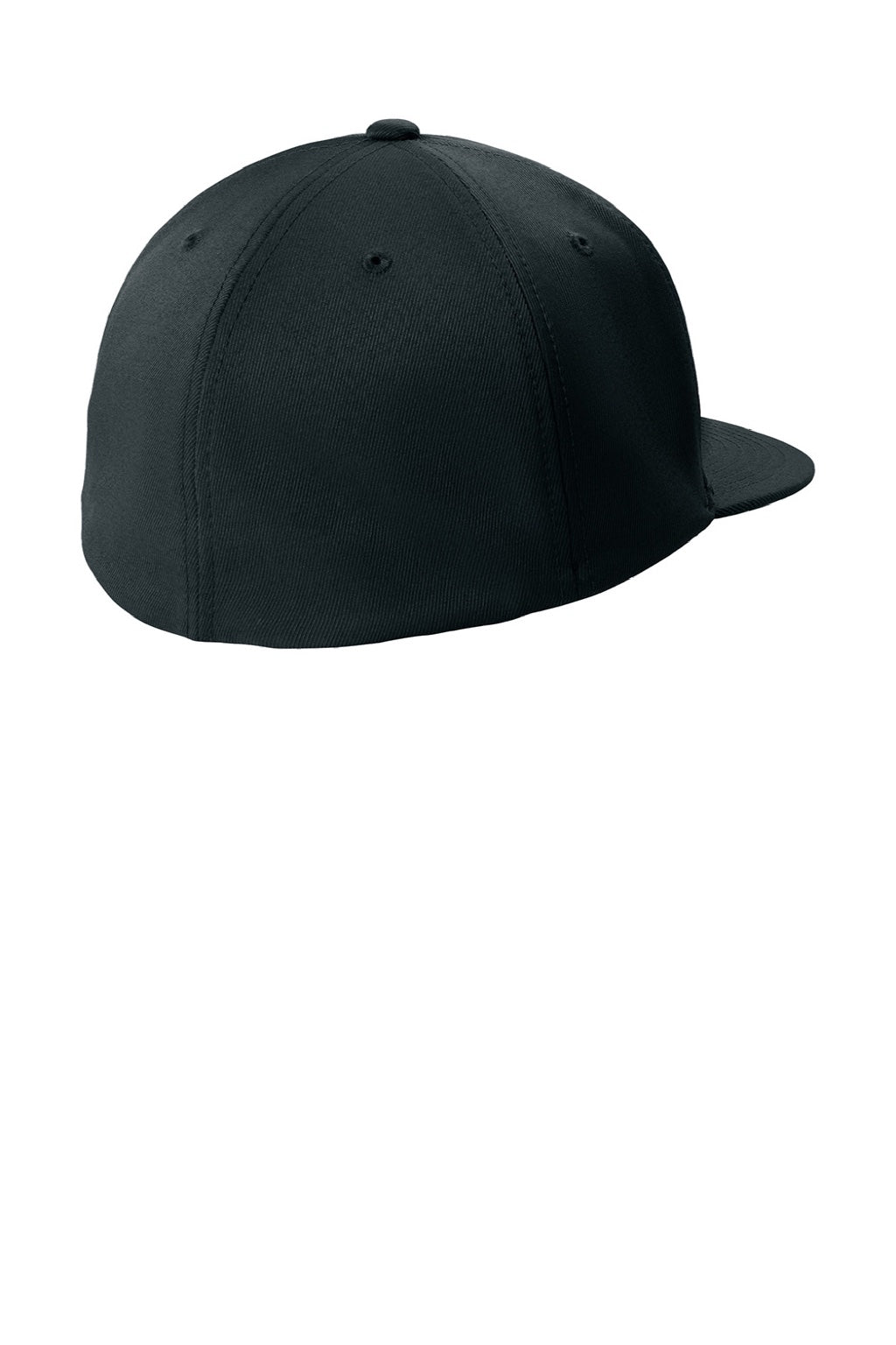 Sport-Tek Hats STC56 Mens Moisture Wicking Flexfit Flat Bill Hat Black Flat Back