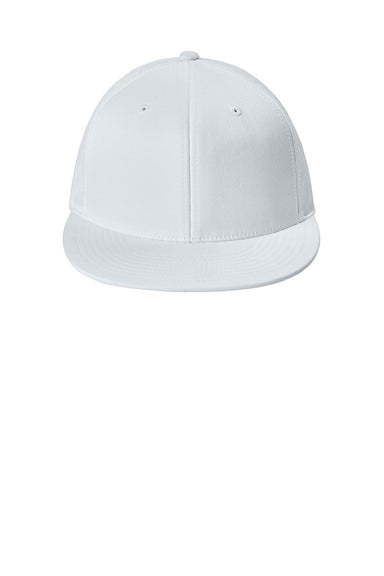 Sport-Tek Hats STC56 Mens Moisture Wicking Flexfit Flat Bill Hat White Flat Front
