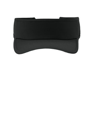 Sport-Tek Hats STC57 Mens Repeat Moisture Wicking Adjustable Visor Black/Black Flat Front