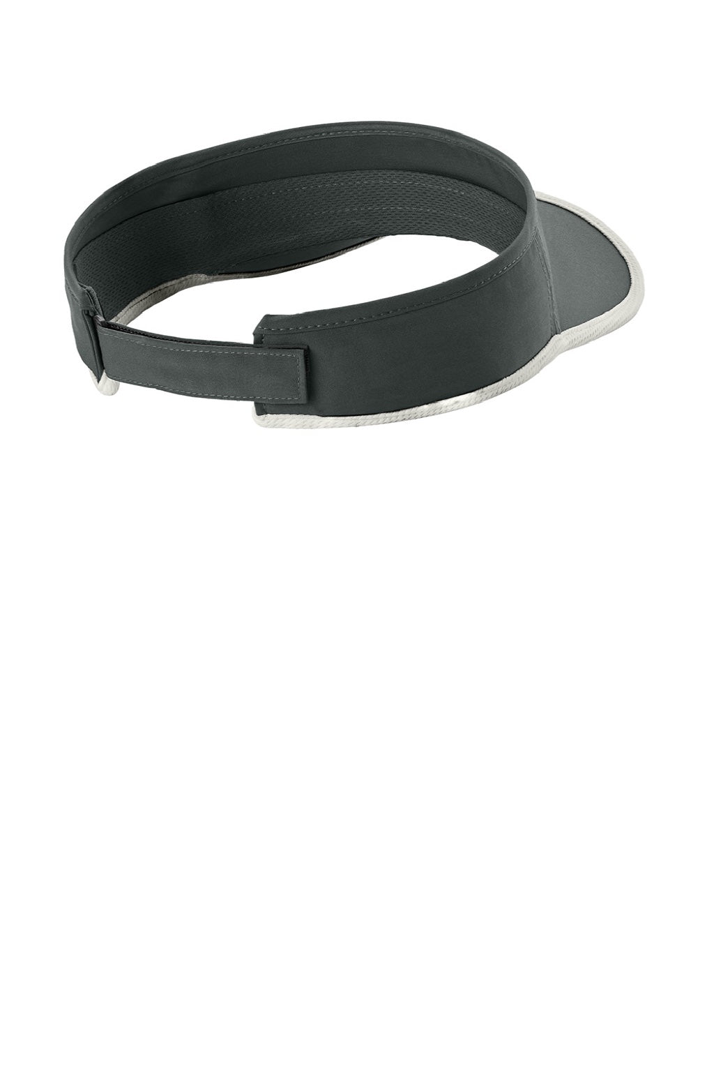 Sport-Tek Hats STC57 Mens Repeat Moisture Wicking Adjustable Visor Iron Grey/White Flat Back