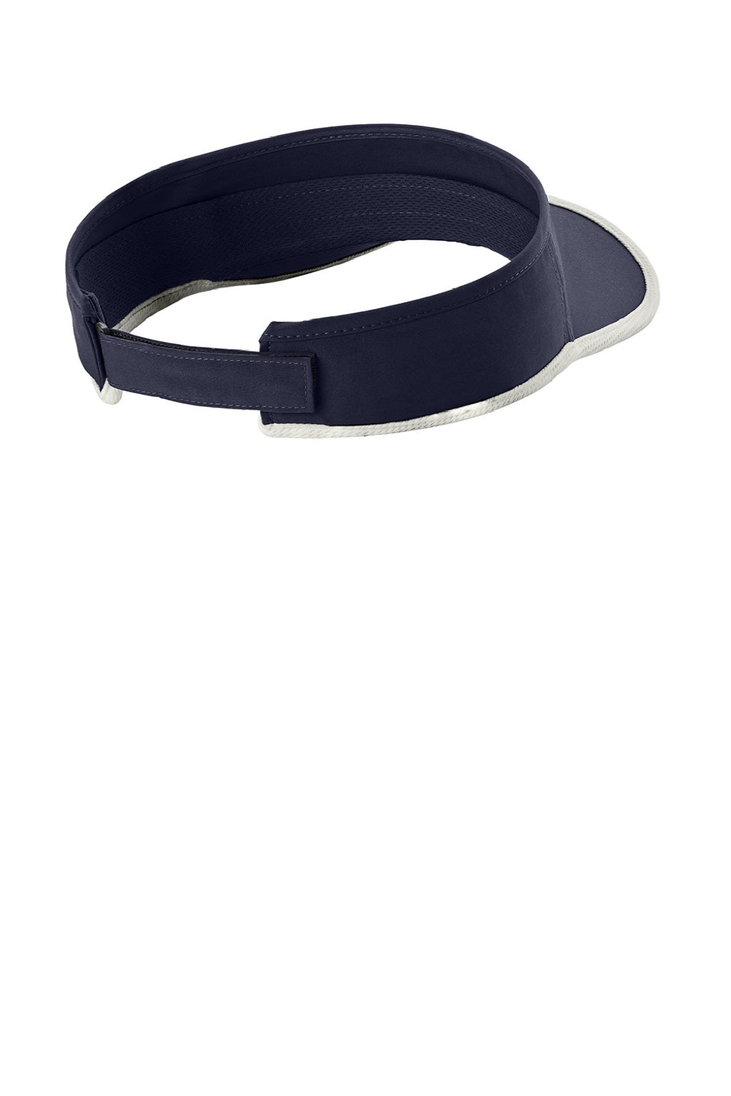 Sport-Tek Hats STC57 Mens Repeat Moisture Wicking Adjustable Visor True Navy Blue/White Flat Back