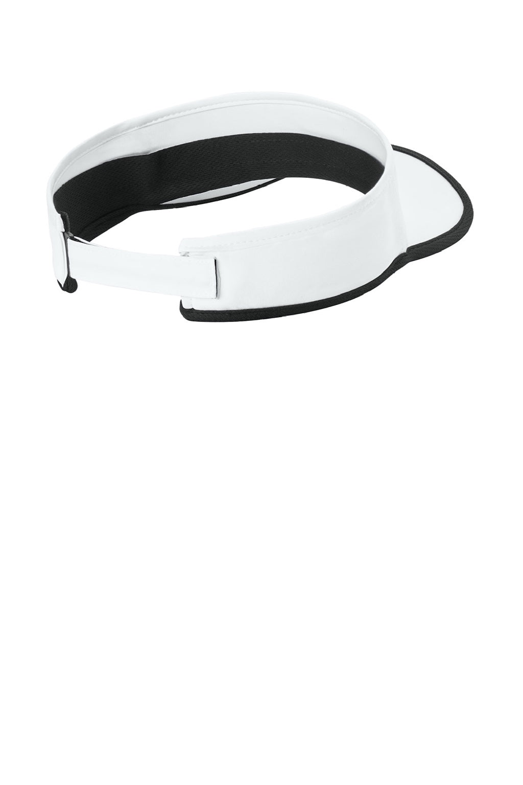 Sport-Tek Hats STC57 Mens Repeat Moisture Wicking Adjustable Visor White/Black Flat Back