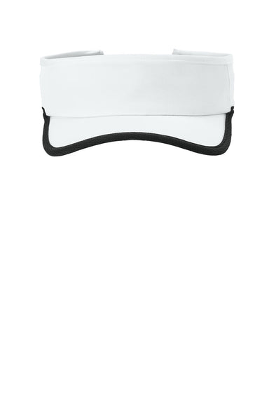 Sport-Tek Hats STC57 Mens Repeat Moisture Wicking Adjustable Visor White/Black Flat Front