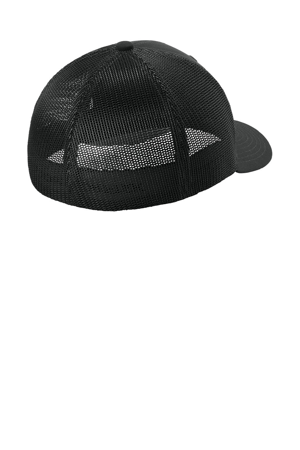 Sport-Tek Hats STC60 Mens Moisture Wicking Stretch-Tek Mesh Back Hat Black/Black Flat Back