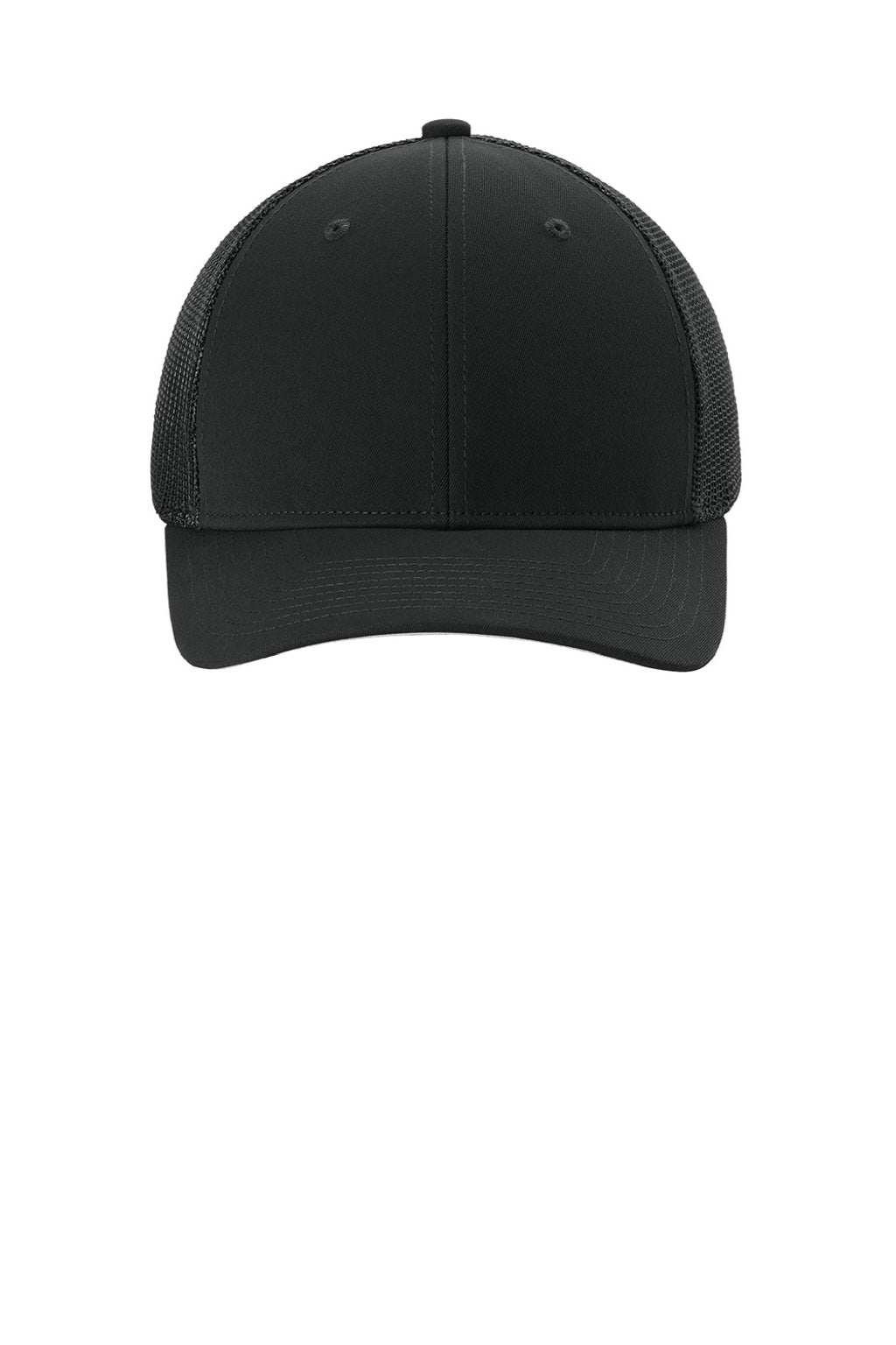 Sport-Tek Hats STC60 Mens Moisture Wicking Stretch-Tek Mesh Back Hat Black/Black Flat Front