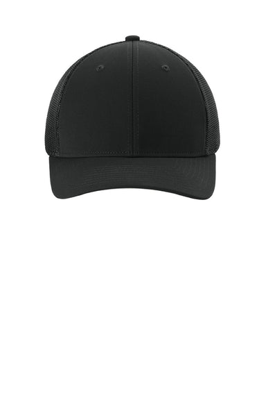 Sport-Tek Hats STC60 Mens Moisture Wicking Stretch-Tek Mesh Back Hat Black/Black Flat Front