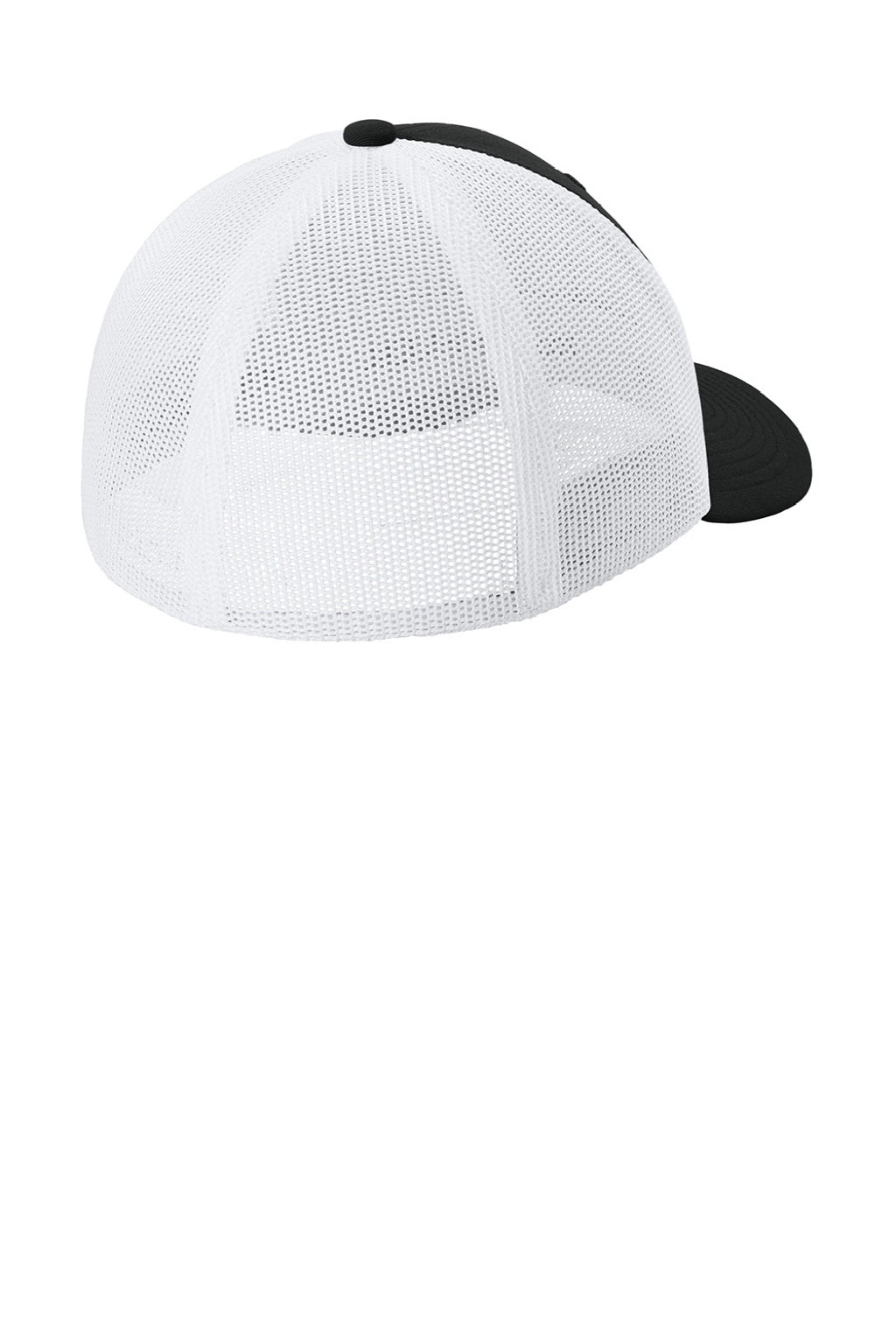 Sport-Tek Hats STC60 Mens Moisture Wicking Stretch-Tek Mesh Back Hat Black/White Flat Back