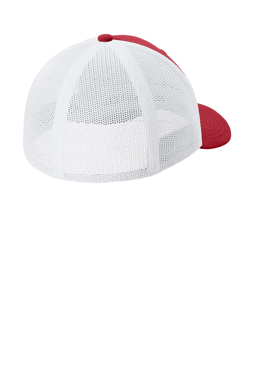 Sport-Tek Hats STC60 Mens Moisture Wicking Stretch-Tek Mesh Back Hat Deep Red/White Flat Back