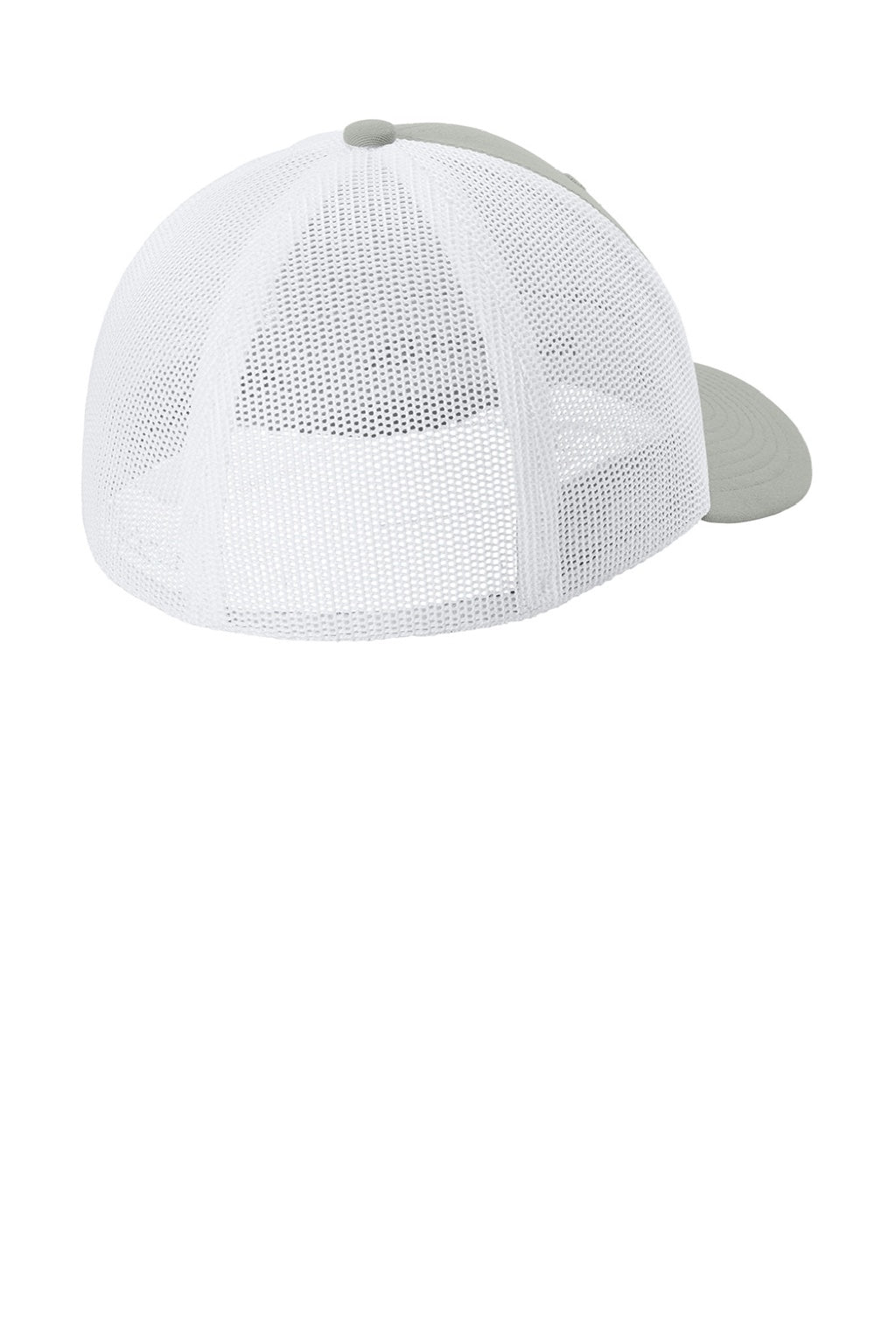 Sport-Tek Hats STC60 Mens Moisture Wicking Stretch-Tek Mesh Back Hat Silver Grey/White Flat Back