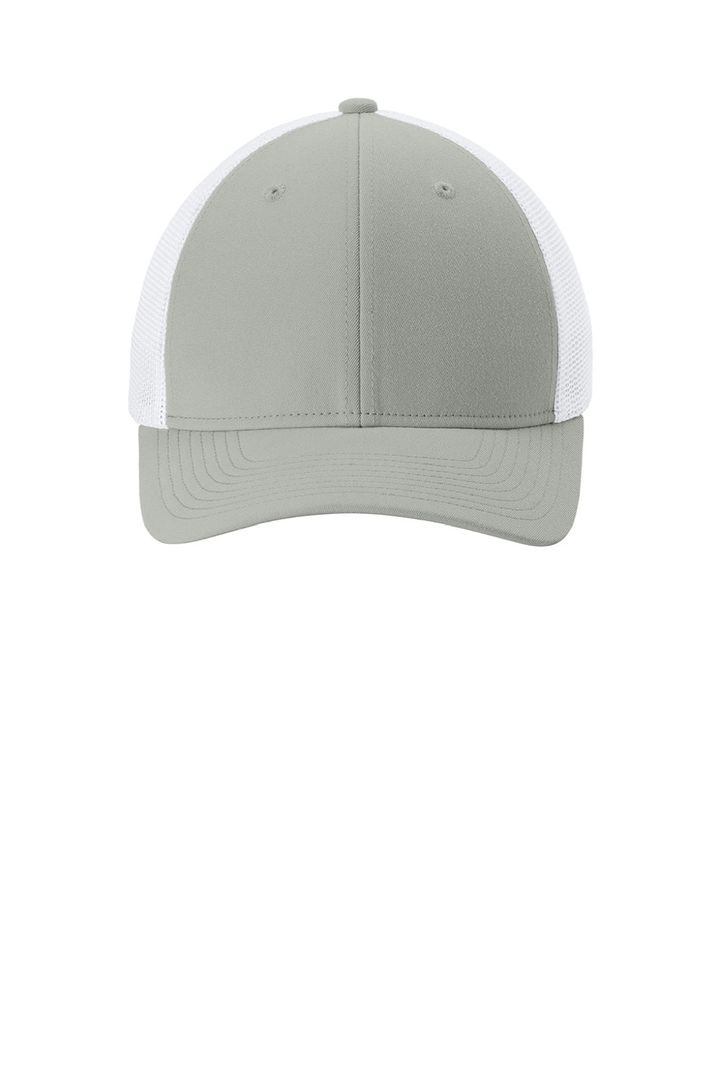 Sport-Tek Hats STC60 Mens Moisture Wicking Stretch-Tek Mesh Back Hat Silver Grey/White Flat Front