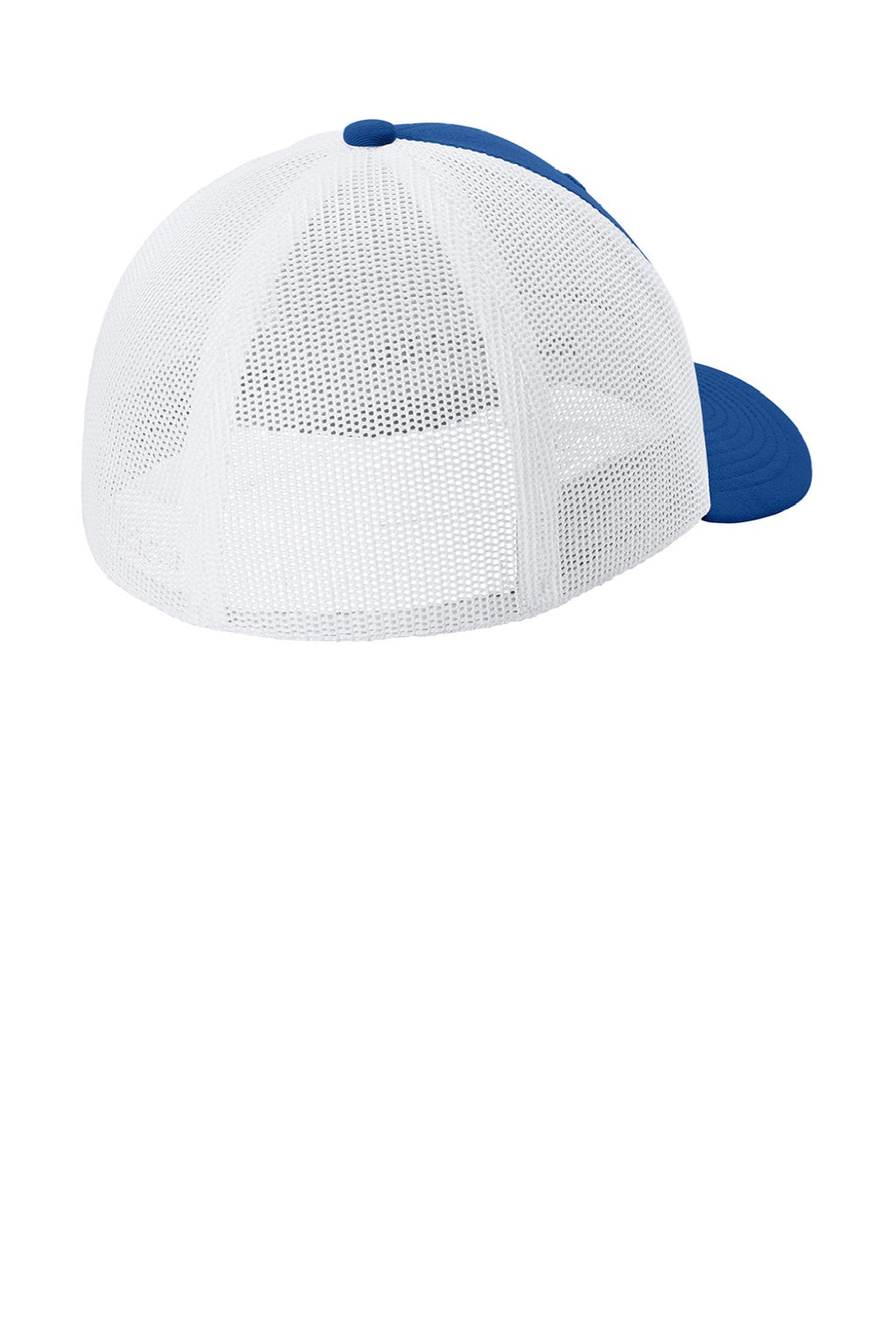 Sport-Tek Hats STC60 Mens Moisture Wicking Stretch-Tek Mesh Back Hat True Royal Blue/White Flat Back