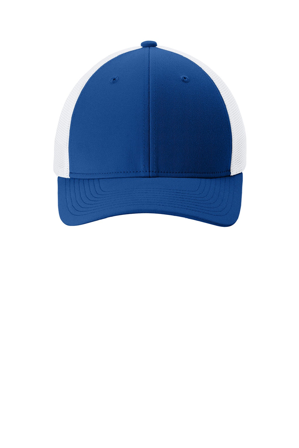Sport-Tek Hats STC60 Mens Moisture Wicking Stretch-Tek Mesh Back Hat True Royal Blue/White Flat Front