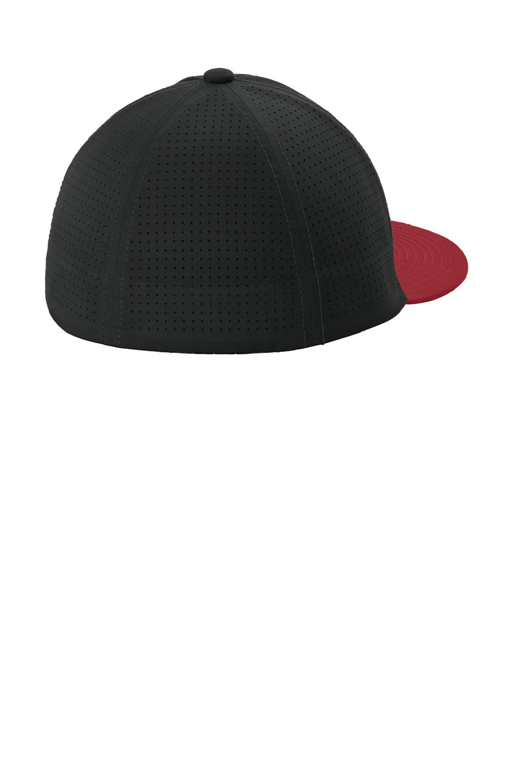 Sport-Tek Hats STC64 Mens Pro Cut Moisture Wicking Stretch-Tek Hat Black/Deep Red/Black Flat Back
