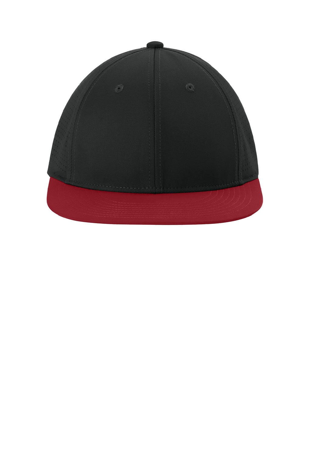 Sport-Tek Hats STC64 Mens Pro Cut Moisture Wicking Stretch-Tek Hat Black/Deep Red/Black Flat Front