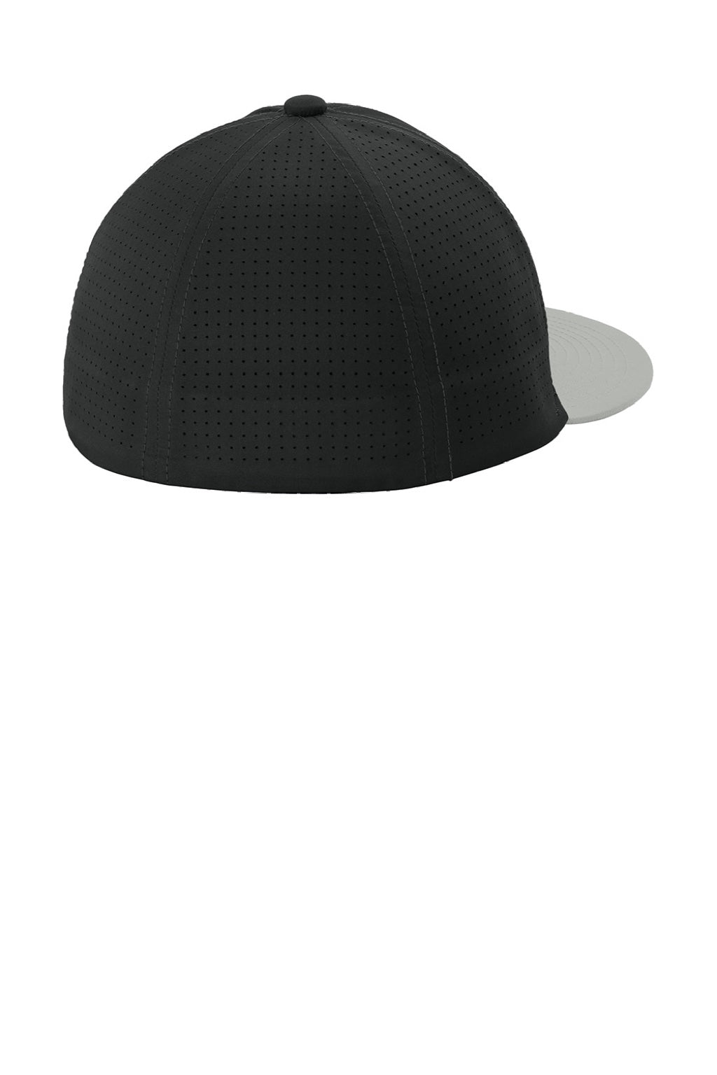 Sport-Tek Hats STC64 Mens Pro Cut Moisture Wicking Stretch-Tek Hat Black/Silver Grey/Black Flat Back