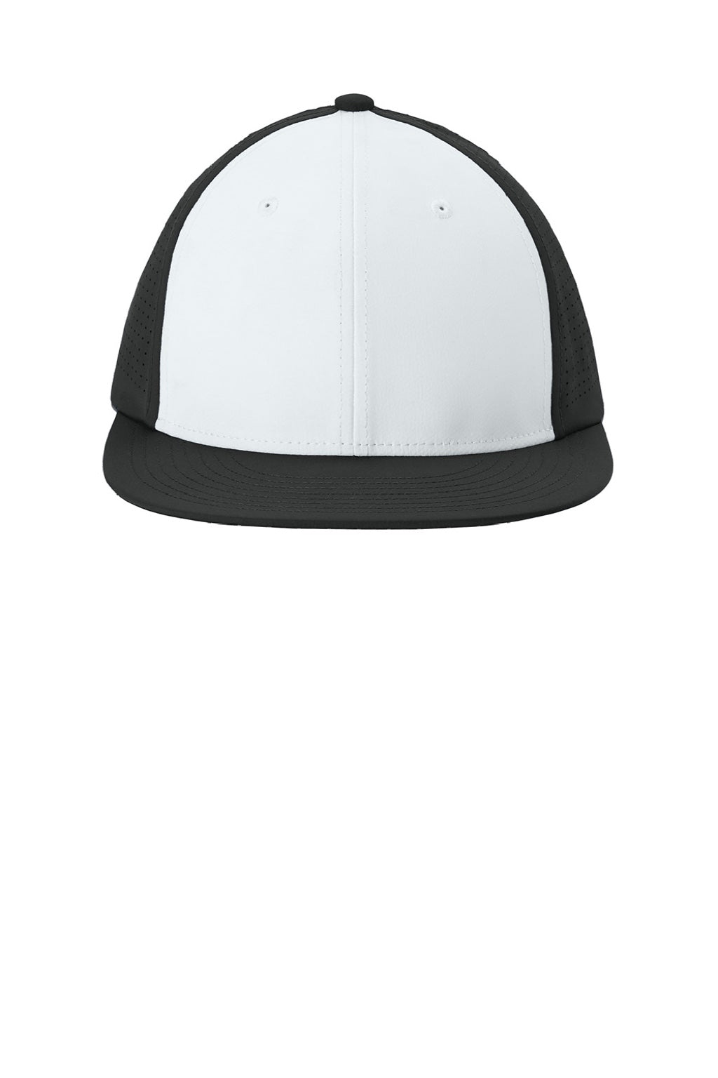 Sport-Tek Hats STC64 Mens Pro Cut Moisture Wicking Stretch-Tek Hat White/Black/Black Flat Front
