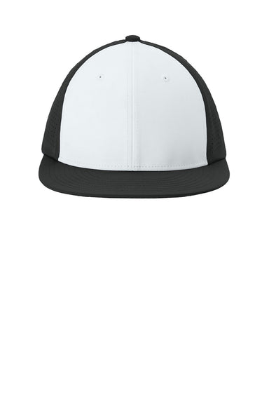 Sport-Tek Hats STC64 Mens Pro Cut Moisture Wicking Stretch-Tek Hat White/Black/Black Flat Front