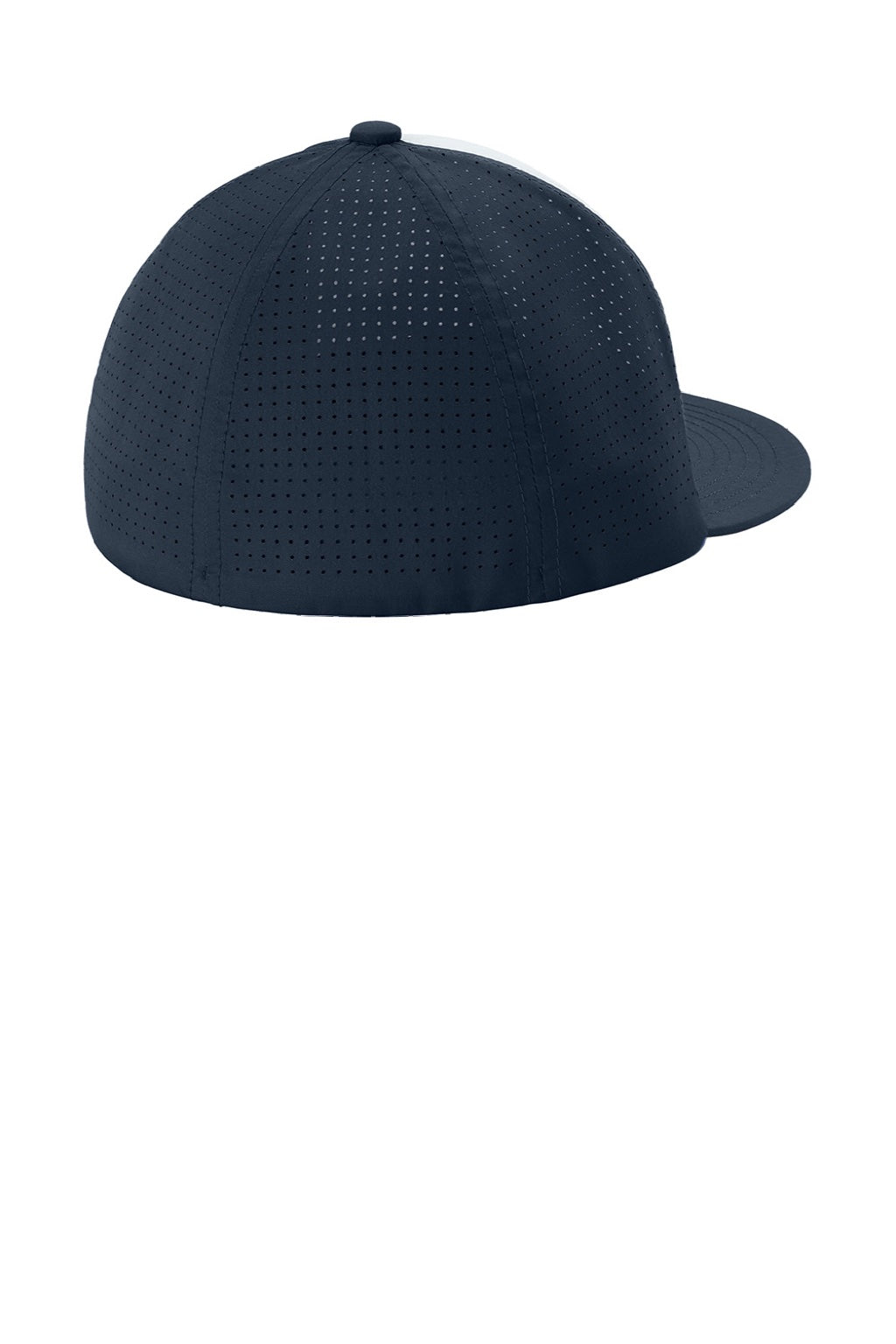 Sport-Tek Hats STC64 Mens Pro Cut Moisture Wicking Stretch-Tek Hat White/True Navy Blue/True Navy Blue Flat Back