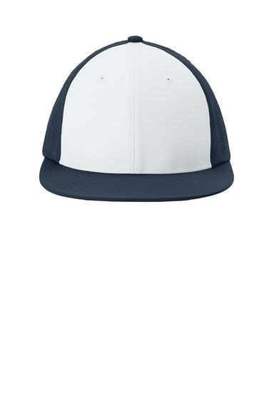 Sport-Tek Hats STC64 Mens Pro Cut Moisture Wicking Stretch-Tek Hat White/True Navy Blue/True Navy Blue Flat Front
