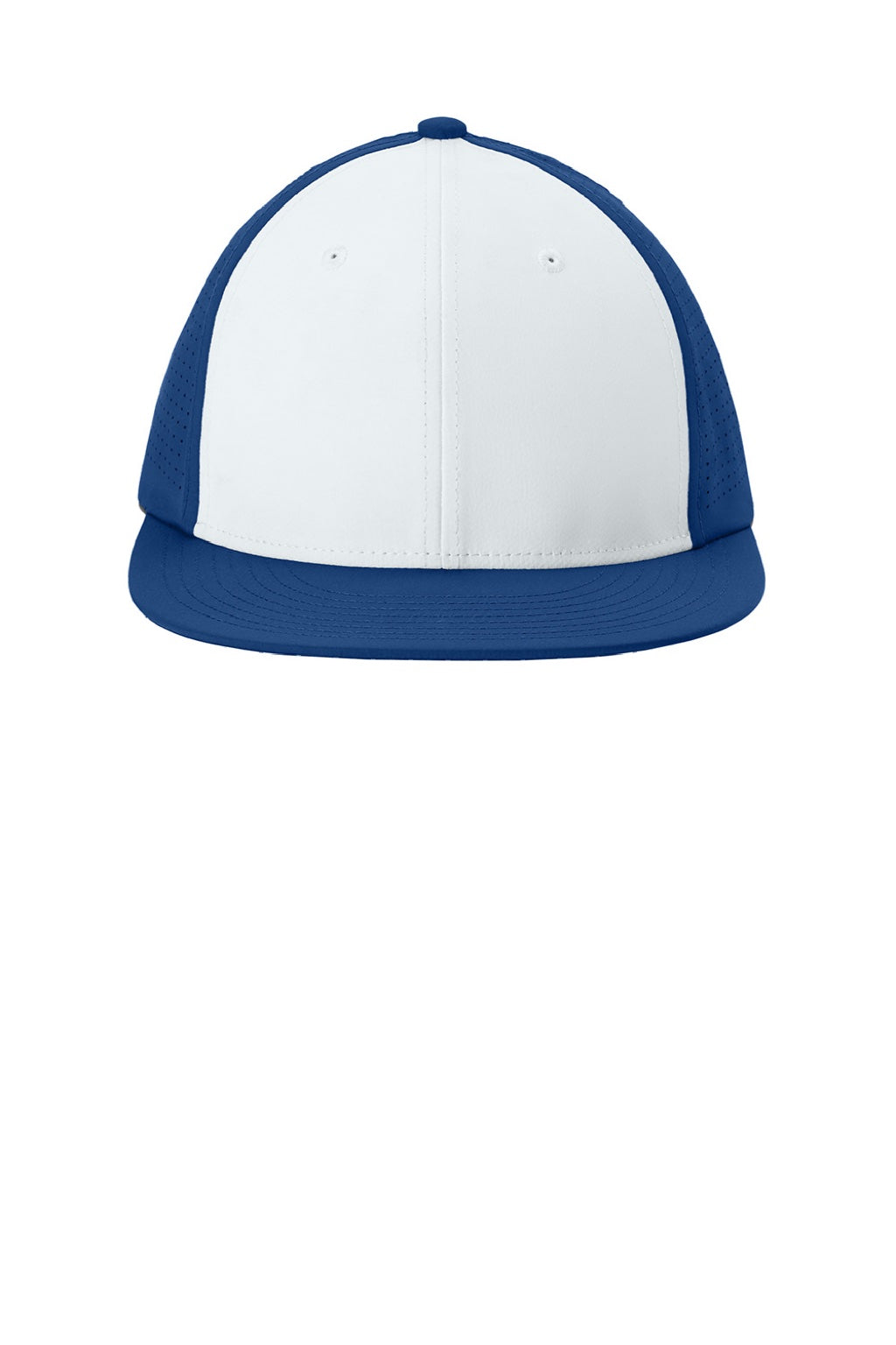 Sport-Tek Hats STC64 Mens Pro Cut Moisture Wicking Stretch-Tek Hat White/True Royal Blue/True Royal Blue Flat Front