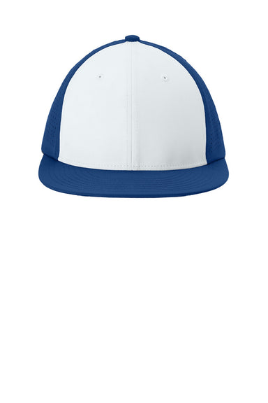 Sport-Tek Hats STC64 Mens Pro Cut Moisture Wicking Stretch-Tek Hat White/True Royal Blue/True Royal Blue Flat Front