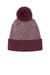 Sport-Tek Hats STC68 Mens Halftime Heather Pom Beanie Maroon/Silver Grey Flat Front
