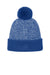 Sport-Tek Hats STC68 Mens Halftime Heather Pom Beanie True Royal Blue/Silver Grey Flat Front
