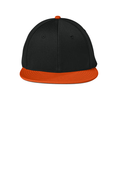 Sport-Tek Hats STC70 Mens Impact Mesh Stretch-Tek Hat Black/Deep Orange/Black Flat Front